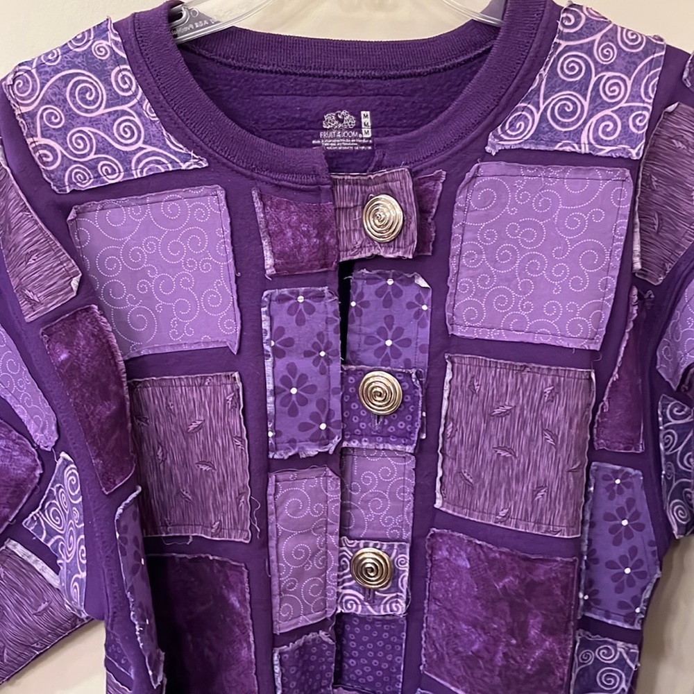 Patchwork colorblock sweater jacket blazer medium… - image 3